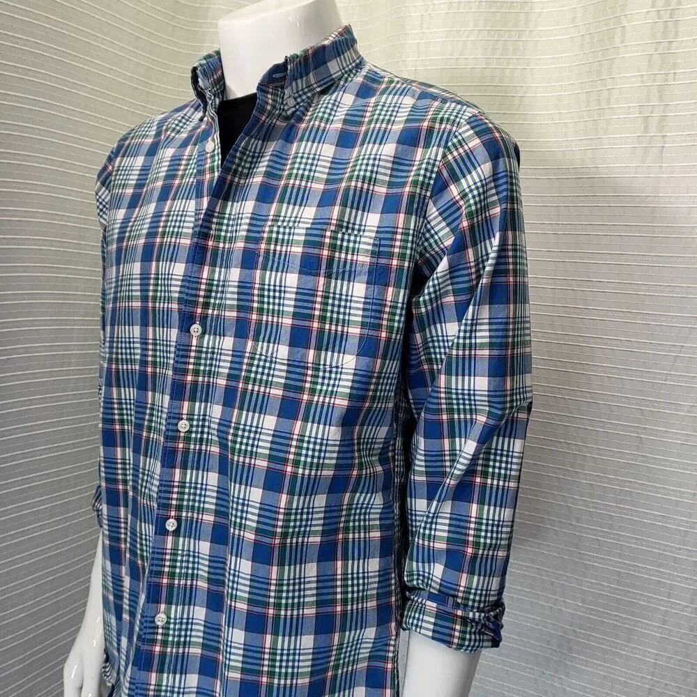 J. Crew Plaid Casual Dress Shirt Blue Multicolor Men's M